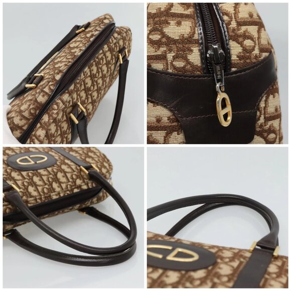 Christian Dior Trotter Canvas Hand Bag Brown Gold Auth BD2000 - Picture 16 of 16